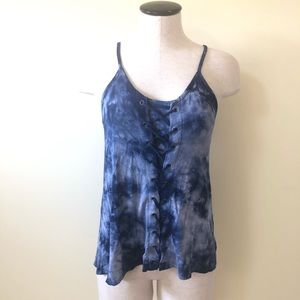 AE Soft & sexy blue tie dye lace up tank top